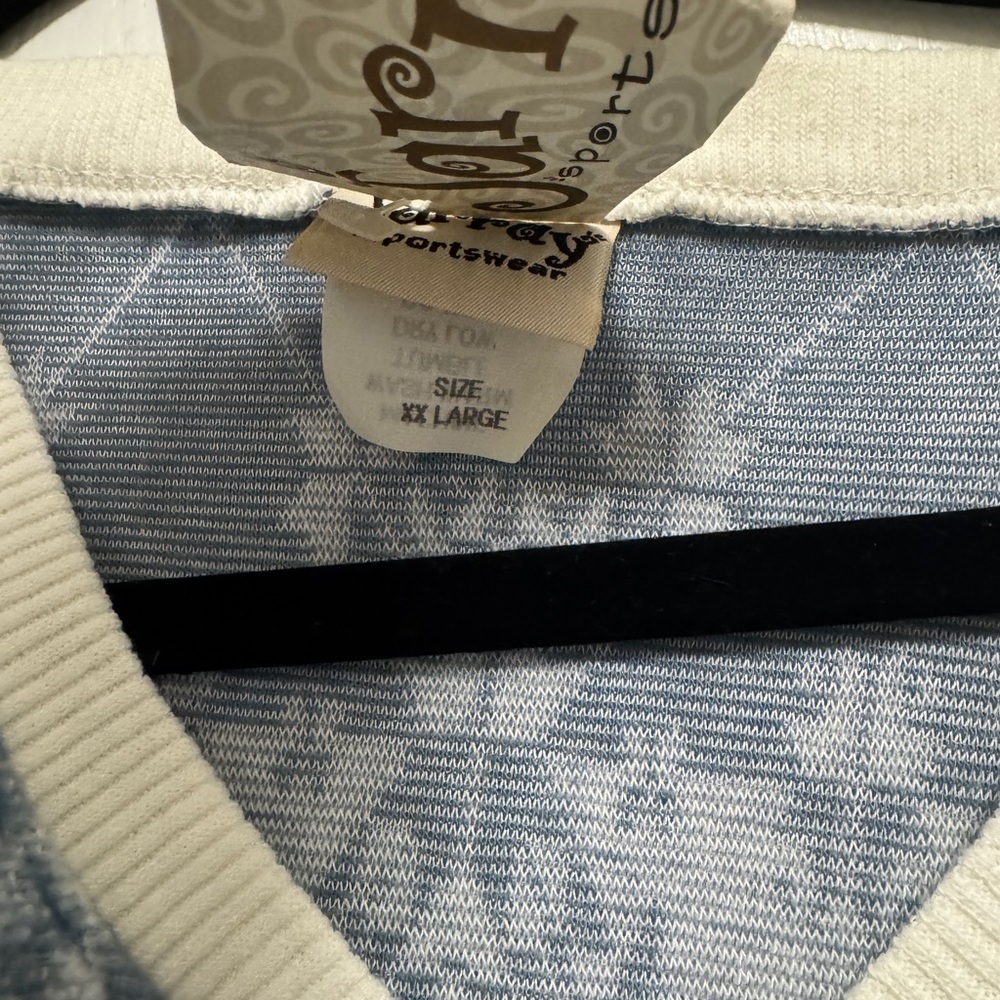 NWT Vintage Jarray Blue and Cream Patterned V-Neck Sweater Size XXL - Picture 3 of 5